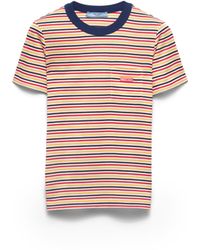 Prada - Striped Lisle Cotton T-Shirt - Lyst