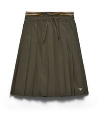 Prada - Pleated Poplin Midi-Skirt, Forest - Lyst