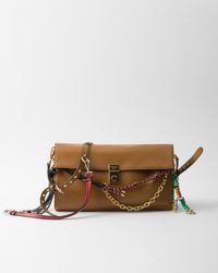 Prada - Soft Sound Large Leather Shoulder Bag With Charms - Lyst