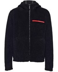 Prada - Cárdigan De Felpa En Mezcla De Lana Con Capucha Hombre, Talla - Lyst