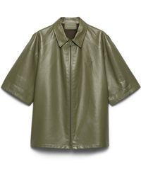Prada - Nappa Leather Zipper Shirt - Lyst