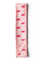 Prada - Printed Silk Twill Skinny Scarf, Alabaster - Lyst