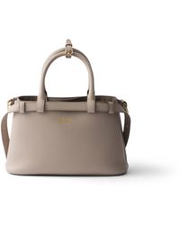 Prada - Kleine Buckle Handtasche Aus Leder Mit Doppeltem Gürtel, Damen - Lyst