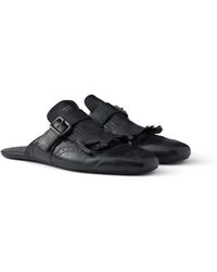 Prada - Mules De Piel Envejecida Con Tira Con Hebilla Y Flecos Shuffle, Hombre, Talla 6,5 - Lyst