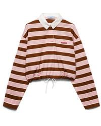 Prada - Stripe-Print Long-Sleeve Cotton-Jersey T-Shirt - Lyst