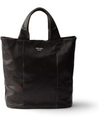 Prada - Distressed Nappa Leather Tote Bag - Lyst