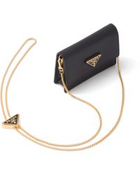 Prada - Saffiano Leather Card Holder With Shoulder Strap - Lyst