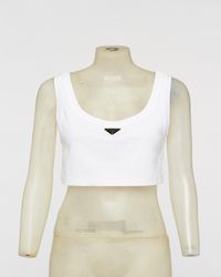 Prada - Cotton Triangle Crop Top - Lyst