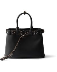 Prada - Buckle Large Leather Bag With Studded Belt - Lyst