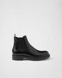 Prada Square-Toe Leather Chelsea Boots in Black for Men | Lyst