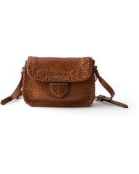 Prada - Woven Leather Mini Shoulder Bag, Cognac - Lyst