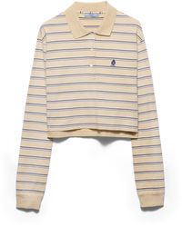 Prada - Gestreiftes Poloshirt Aus Piqué, Damen, Größe - Lyst