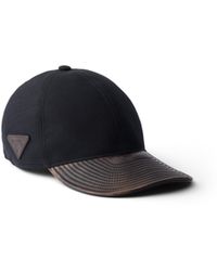 Prada - Technical Cotton And Leather Baseball Cap - Lyst