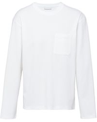 Prada - T-Shirt À Manches Longues En Coton - Lyst
