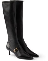 Prada - Stretch Nappa Leather Boots, Size 34 - Lyst