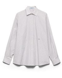 Prada - Embroidered Striped Poplin Shirt - Lyst