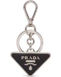 Prada - Saffiano And Metal Key Ring - Lyst