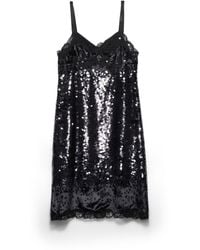 Prada - Embroidered Velvet Dress With Sequins And Lace - Lyst
