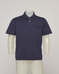Prada - Short-Sleeved Cotton Polo Shirt - Lyst