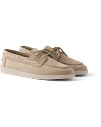 Prada - Suede Boat Shoes With Laces Size 5 - Lyst
