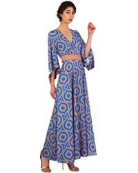 LE_RJTANGE® - Abito Fantasia Cammello/Azzurro - Lyst