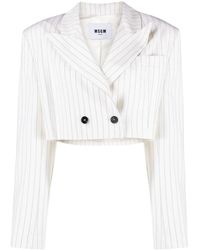 MSGM - Blazer Crop Gessato - Lyst