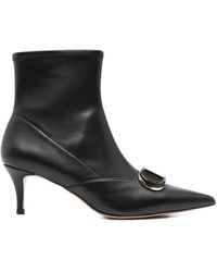 Twinset - Stivaletti A Punta Neri Con Dettagli Oro - Lyst