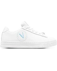 Versace Jeans Couture - Sneakers Bianca Logo V Ricamato - Lyst