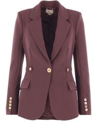 Elisabetta Franchi - Blazer Monopetto Con Bottoni Dorati - Lyst