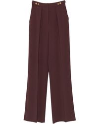 Elisabetta Franchi - Pantaloni Dritti Con Pieghe E Dettagli Oro - Lyst