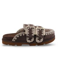 Mou - Mules Con Doppia Fibbia E Dettagli Intrecciati - Lyst