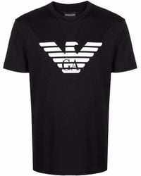 Emporio Armani - T-shirt in jersey Pima con stampa logo - Lyst