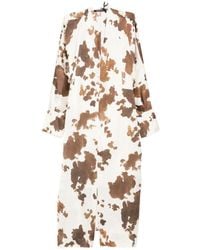 Pennyblack - Abito Midi A Stampa Animalier Scollo A V - Lyst