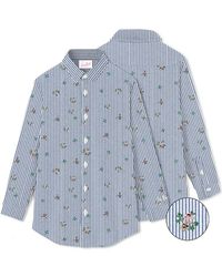MC2 Saint Barth - Camicia Brigitte A Righe Con Fiori Ricamati - Lyst