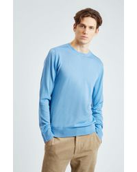 New NWT Mens Pringle Crewneck L Stone and Navy Blue Sweater Retails For $90.00 