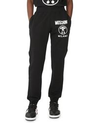 Moschino Pantalon de survêtement Double Question Mark en coton - Noir