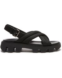 White platform Prada women's leather trainers black - Depop