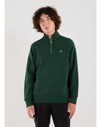 GANT - Sweatshirt à col zippé en coton mélangé - Lyst