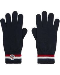 Moncler Tricolour Striped Gloves - Blue