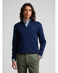 Hackett - Pull à col zippé en coton et soie - Lyst
