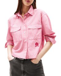 Tommy Hilfiger - Chemise rayée courte en coton - Lyst