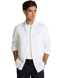 Tommy Hilfiger - Chemise unie en coton et lin - Lyst