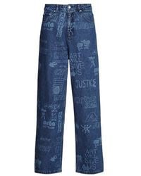 Arte' - Jeans Droit À Imprimé En Coton - Lyst
