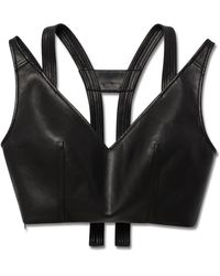 PRIVATE POLICY Vegan Leather Crop Top - Black