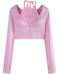 PRIVATE POLICY Button Bustier Top - Pink