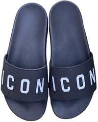 DSquared² - Ffm0023 Slide Sandals-Stampa Icon-Nero - Lyst