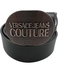 Versace - E73Ya6F33-E71627-Ey4R Belt Blk-Brushed Nykel - Lyst