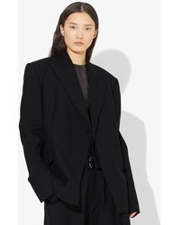 Proenza Schouler Novelty Lapel Wool Twill Blazer - Black