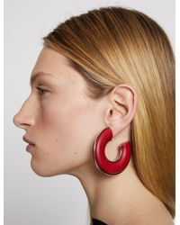 Proenza Schouler Leather Hoop Earrings - Red