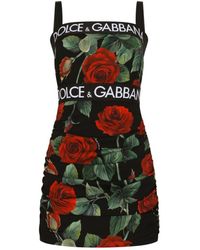 Save 20% Womens Clothing Suits Dolce & Gabbana Silk Pink Lily Print A-line Shift Mini Dress in Black 